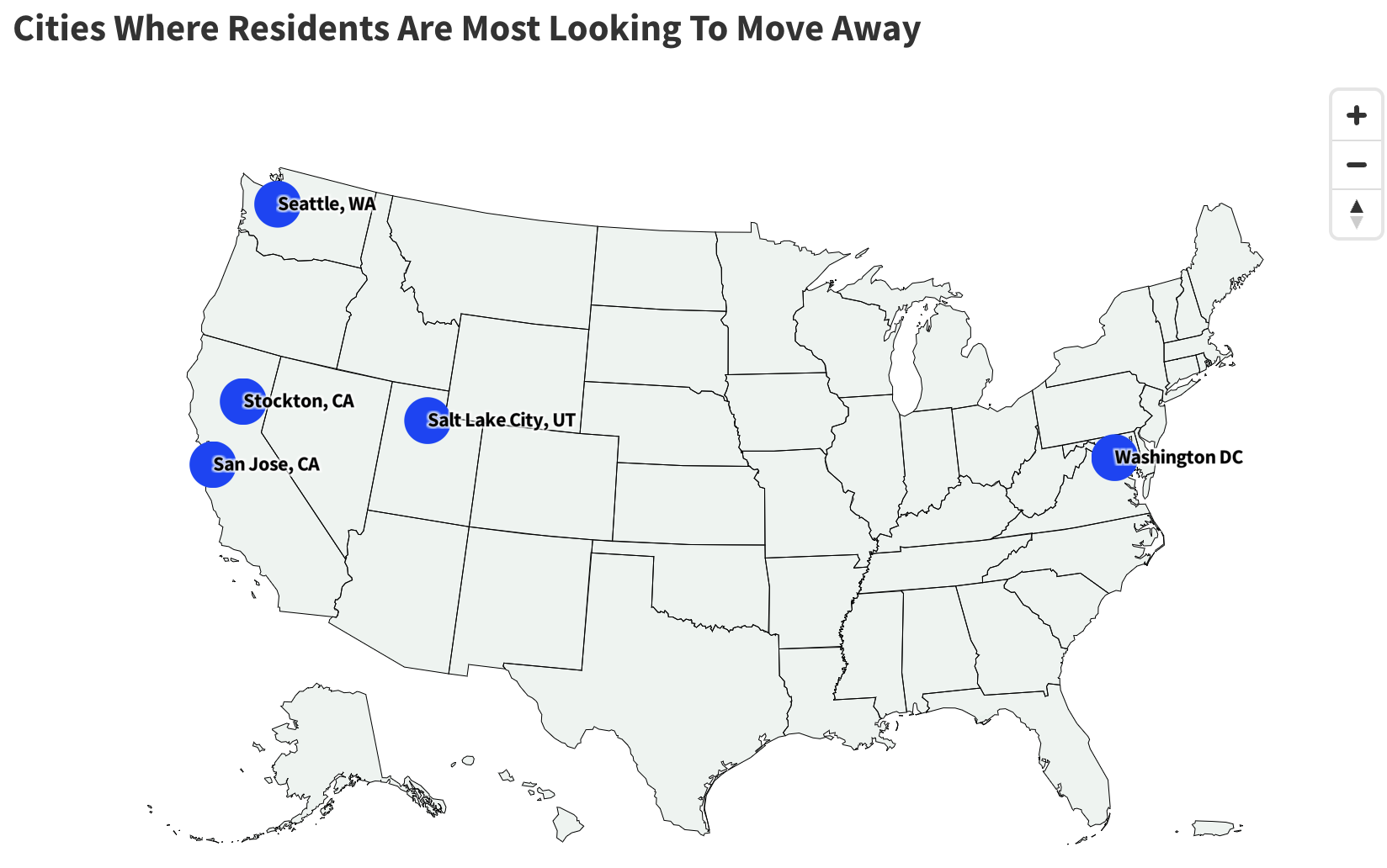 Cities Where Residents Are Most Looking to Move Away